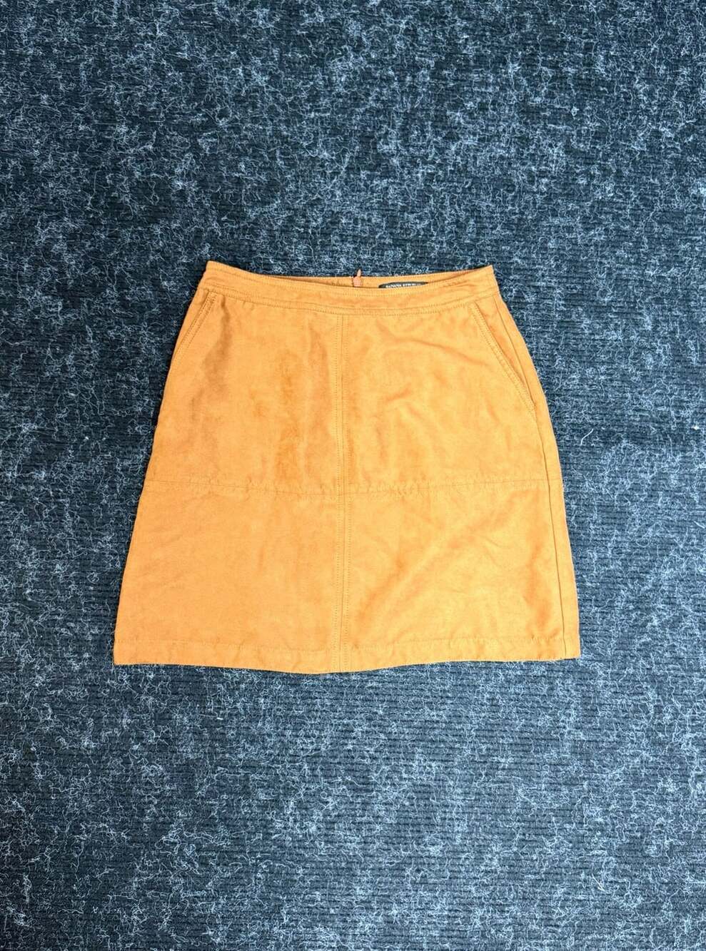 Old Money Fall Banana Republic Suede Faux Suede A-Line Mini Skirt Camel Orange S